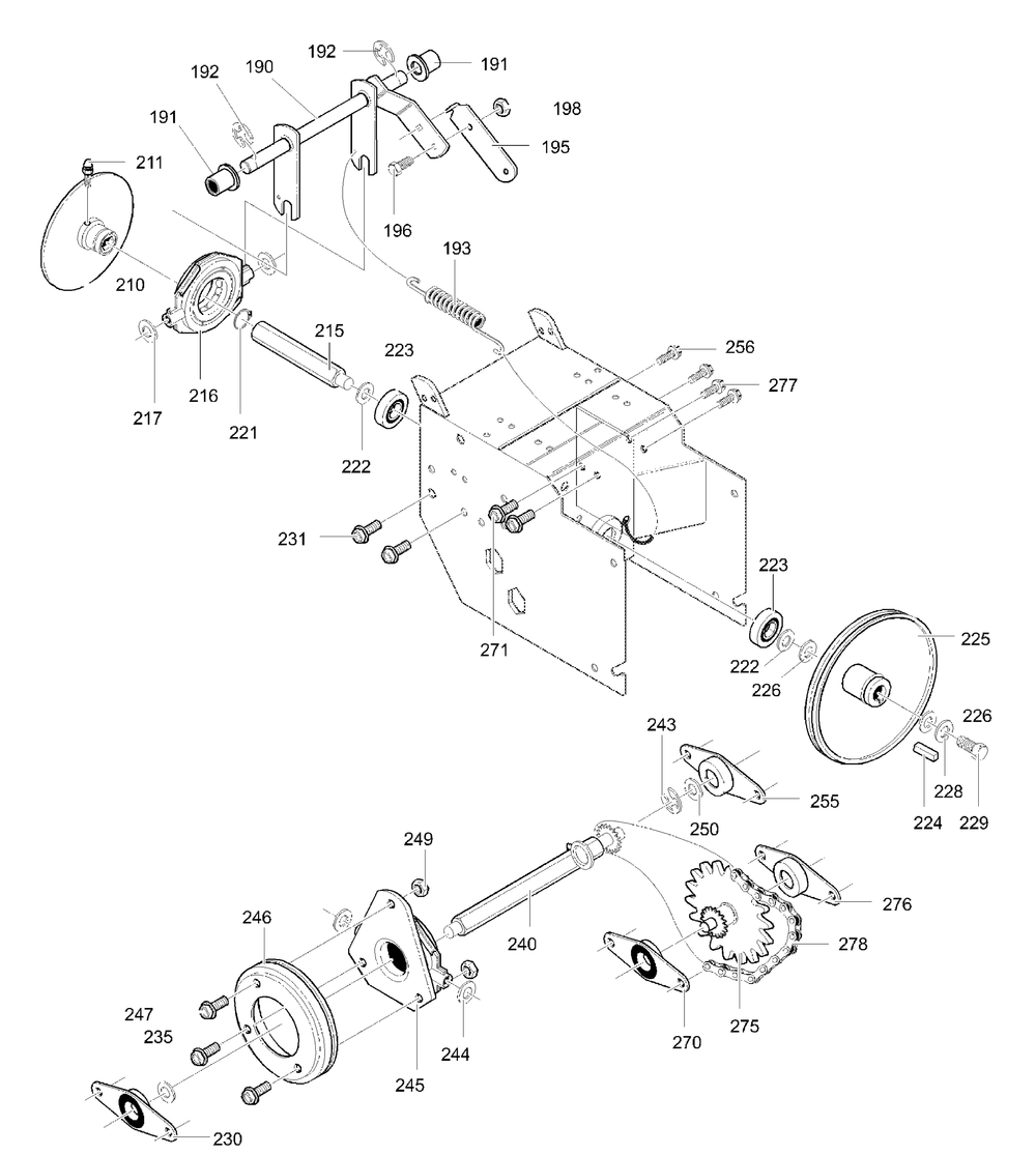 Drive Components Assembly Diagram and Parts List for 624804X79B 2000 Briggs and Stratton Snow Blower
